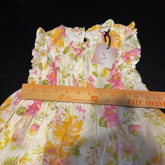 NWT Happily Grey  Kids Toddler Girls Dress Floral Shiny Gold Accent Line Size 3T - Picture 3 of 5